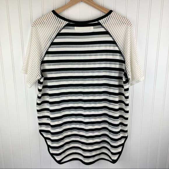 Derek Lam 10C x Athleta Mesh Striped Raglan Tee White Black Cream Size Large - Picture 6 of 10